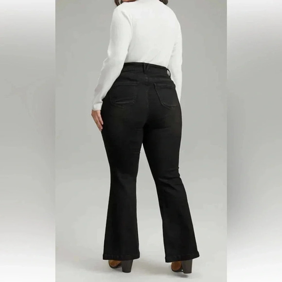 Bloomchic Black Flare Leg High Rise Full Length Jeans Size 26 - Picture 3 of 12